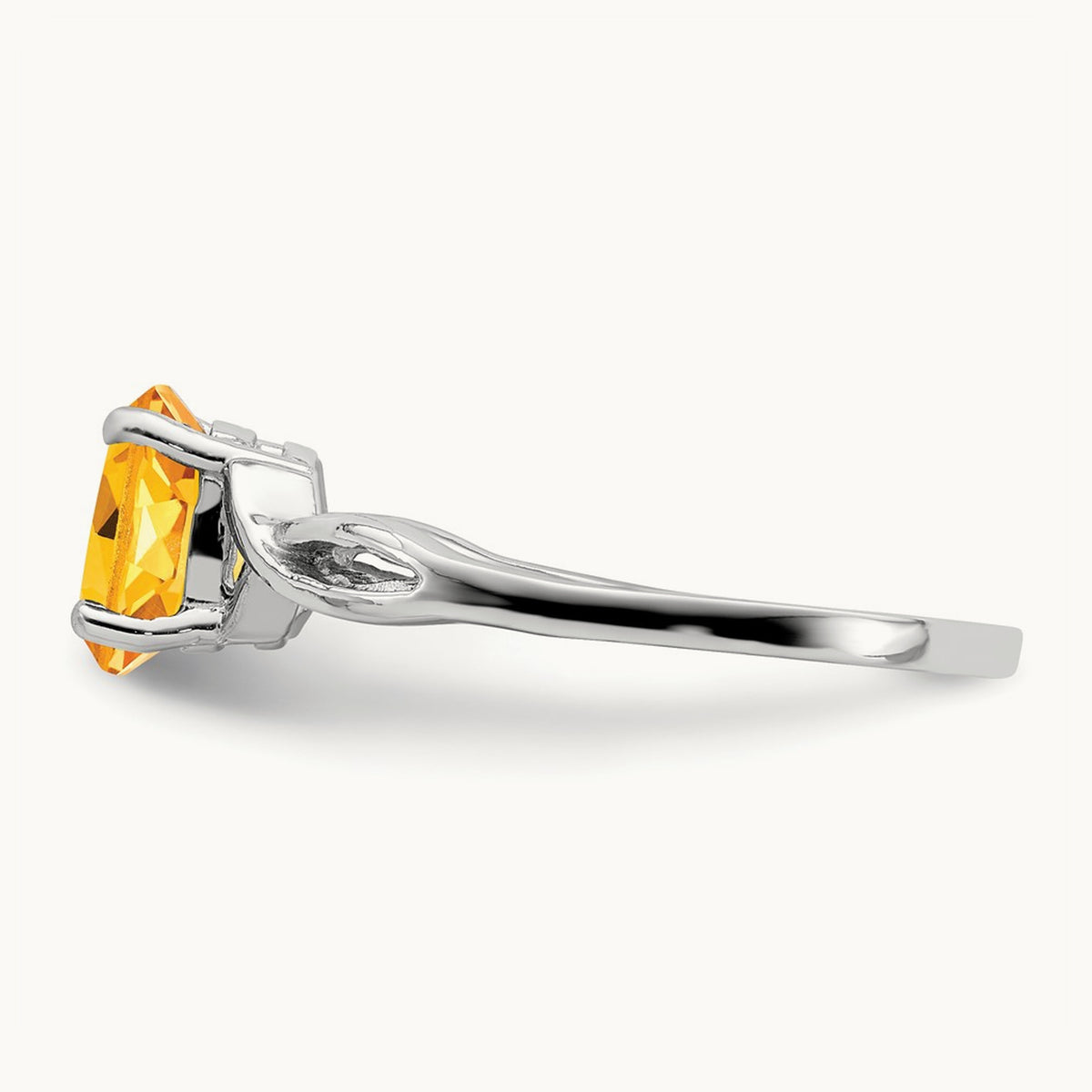 7x5mm Oval Citrine ring, 14K White Gold