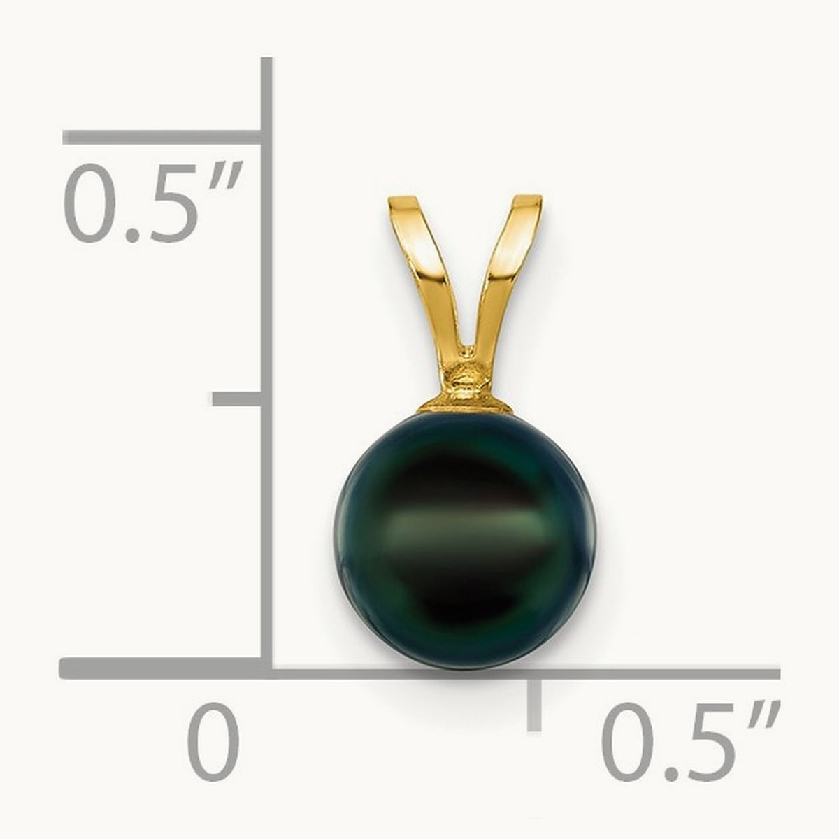 6- Black Saltwater Akoya Cultured Pearl Pendant, 7mm, 14K Gold