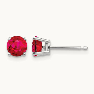 Ruby Earrings, 14K White Gold