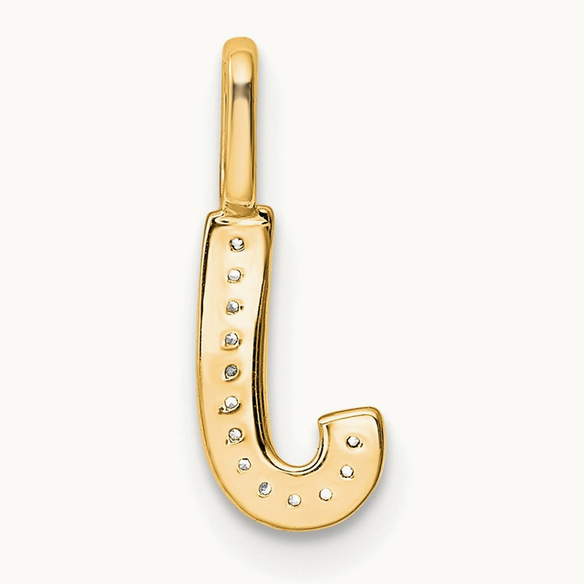 Diamond Letter J Initial Pendant, 14K Gold