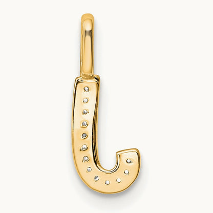 Diamond Letter J Initial Pendant, 14K Gold