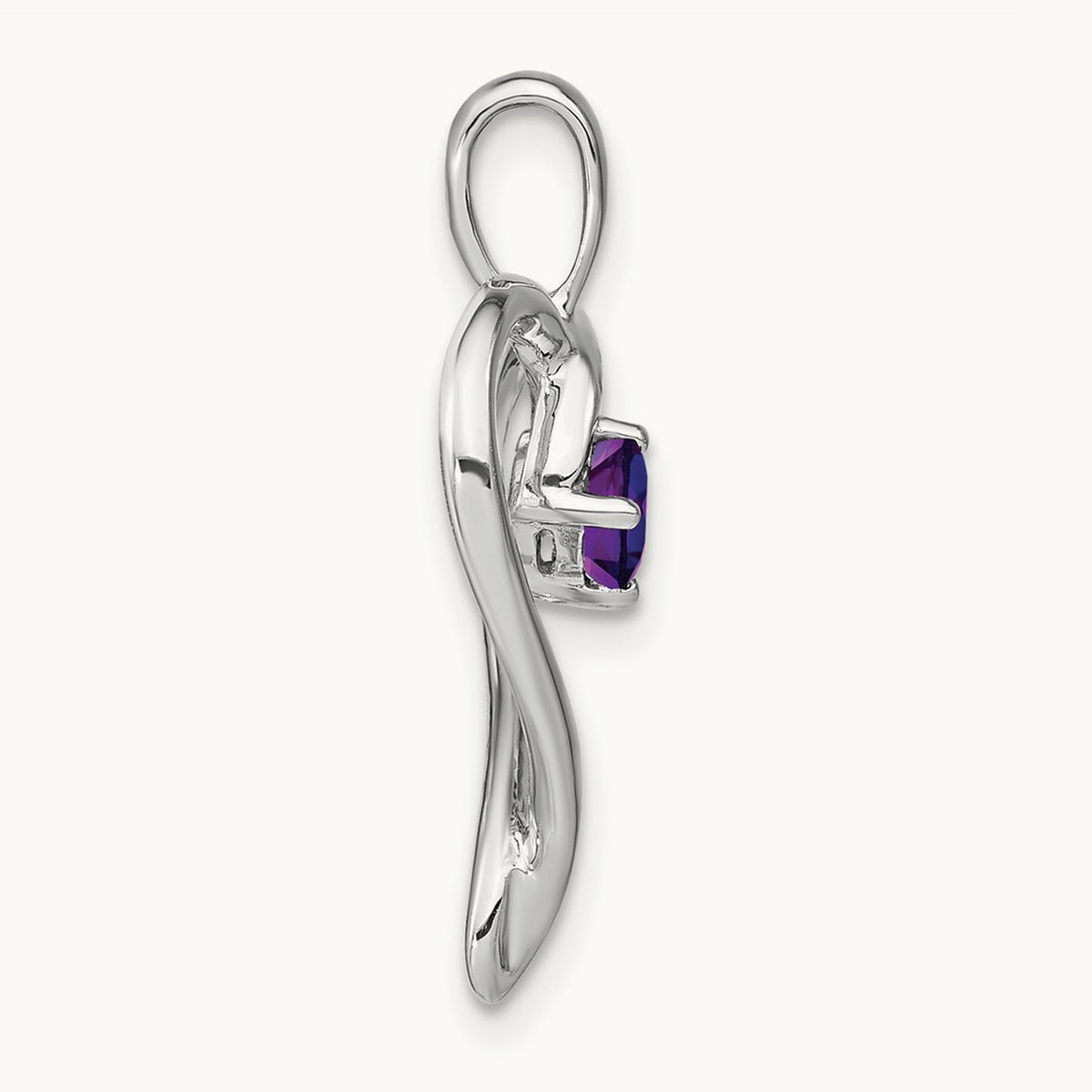 Amethyst Heart Pendant, 14K White Gold