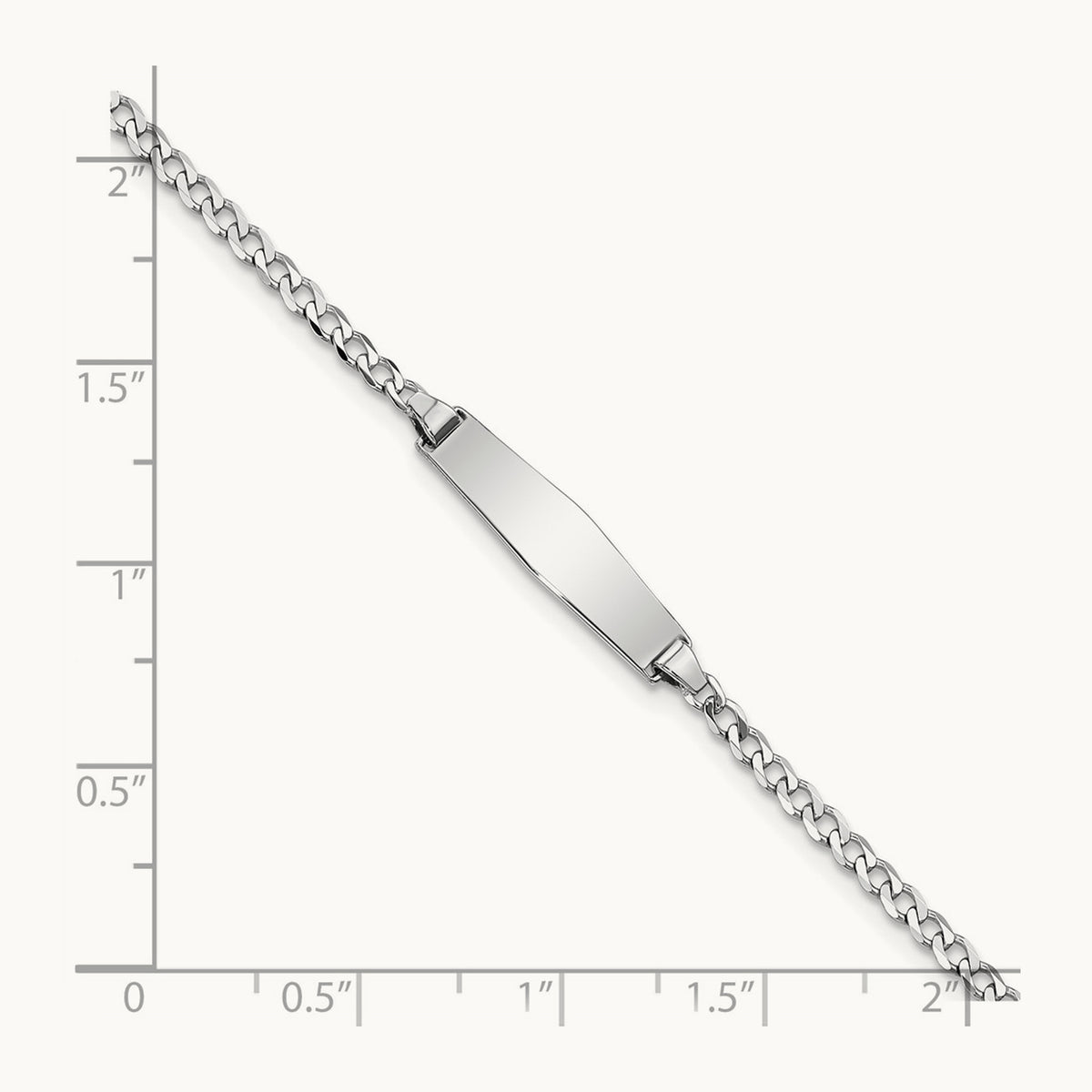 WG Soft Diamond Shape Flat Curb Link ID Bracelet, 14K