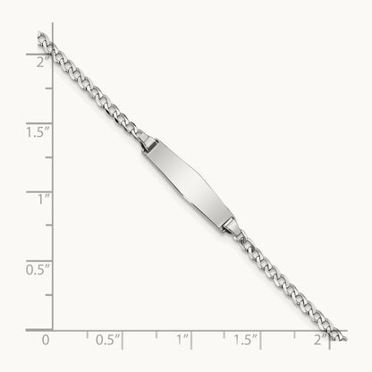 WG Soft Diamond Shape Flat Curb Link ID Bracelet, 14K