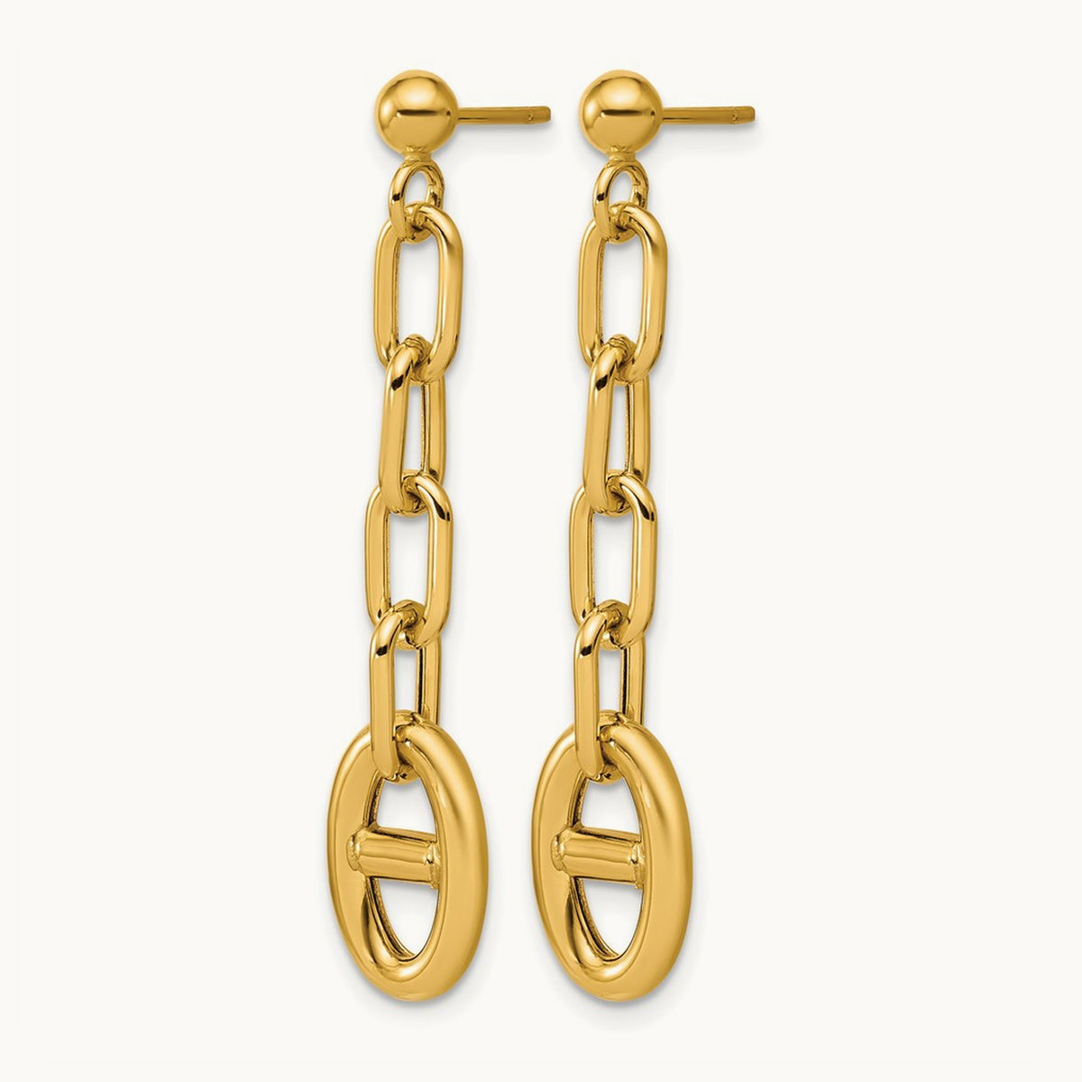 Polished Anchor Link Post Dangle Earrings, 14K — Leslie's