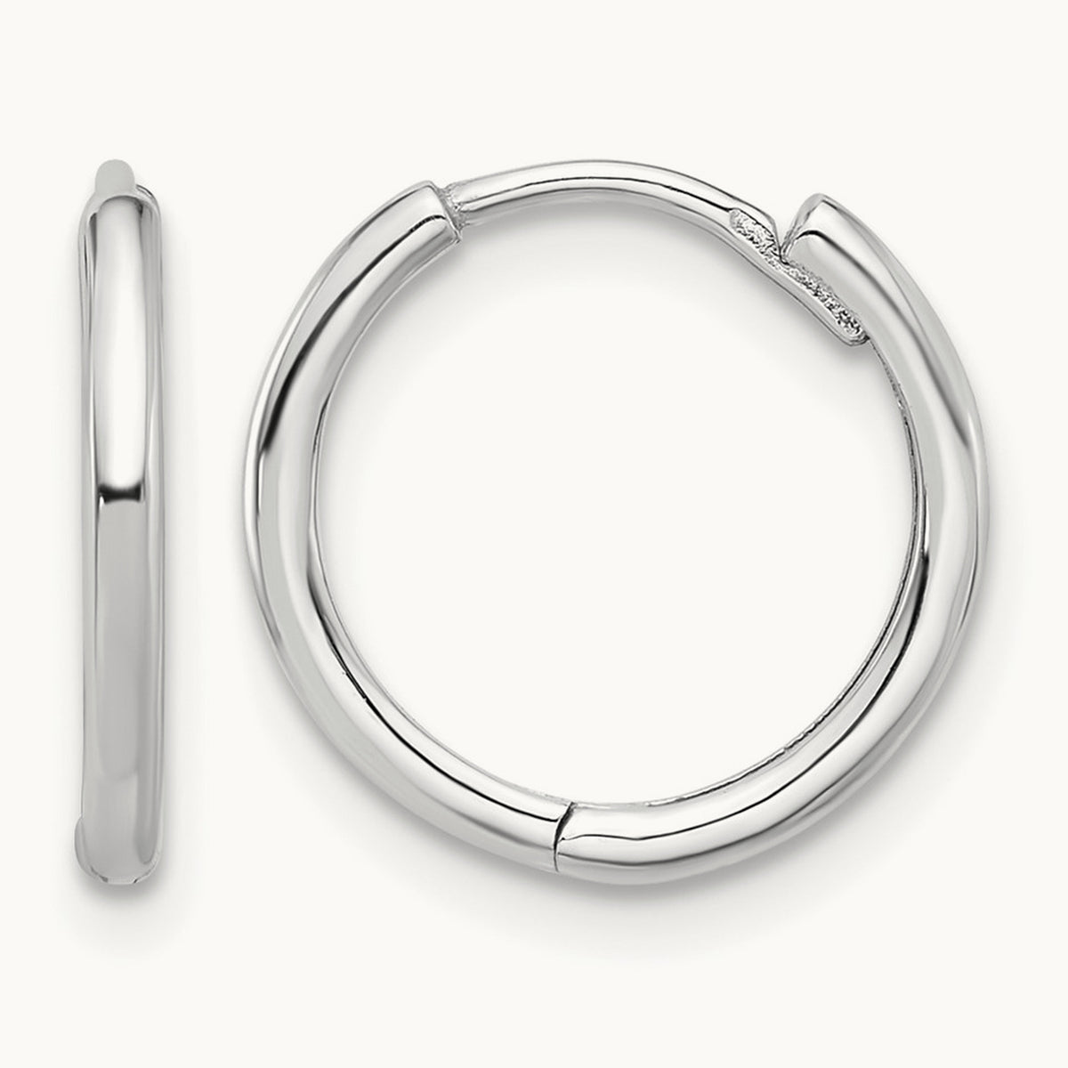 Polished Hinged Hoop Earrings — 14K White Gold