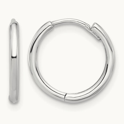 Polished Hinged Hoop Earrings — 14K White Gold