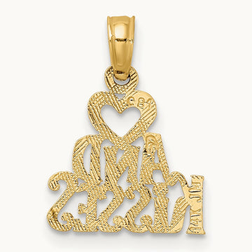 HEART AND KISSES Charm, 14K