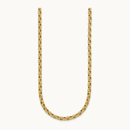 Polished 17.25in Fancy Textured Open Link Necklace, 14K