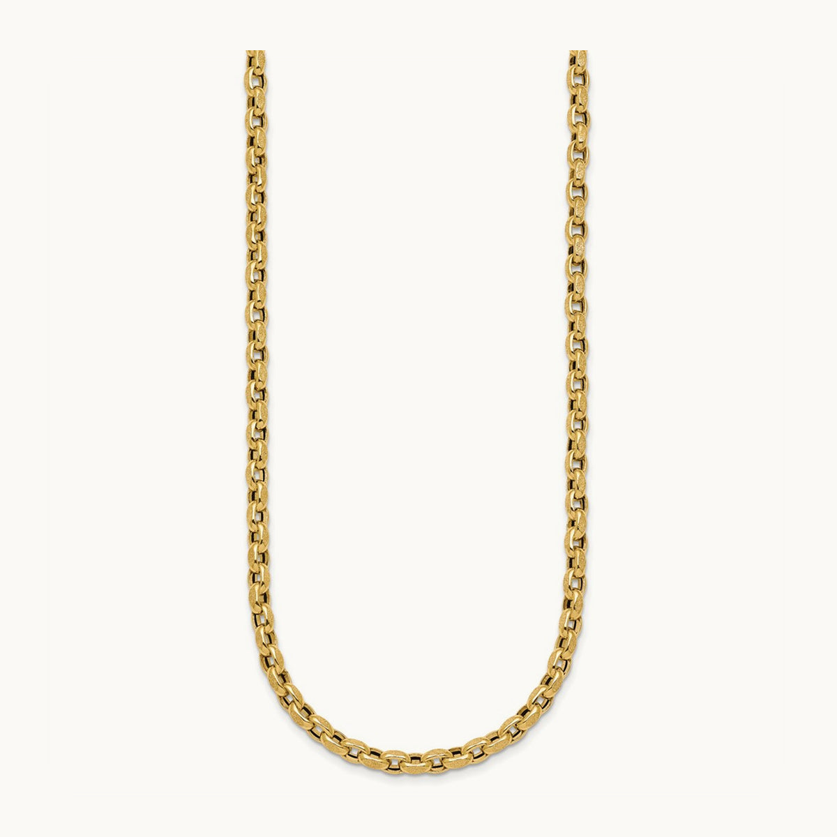 Polished 17.25in Fancy Textured Open Link Necklace, 14K
