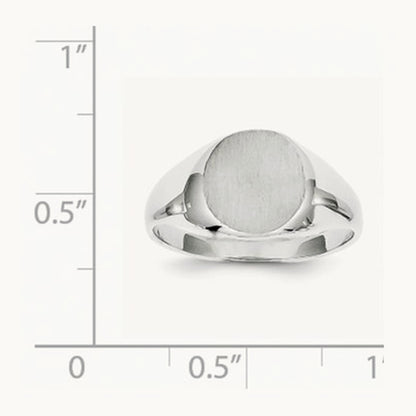 9.0x9. Closed Back Signet Ring, 5mm, 14K White Gold