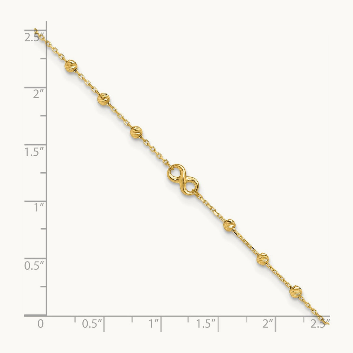 Infinity Symbol 10in Plus 1in ext. Anklet, 14K