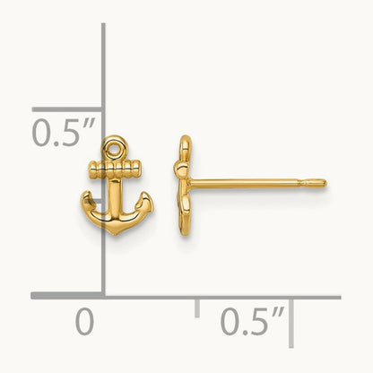 Polished Anchor Post Earrings, 14K