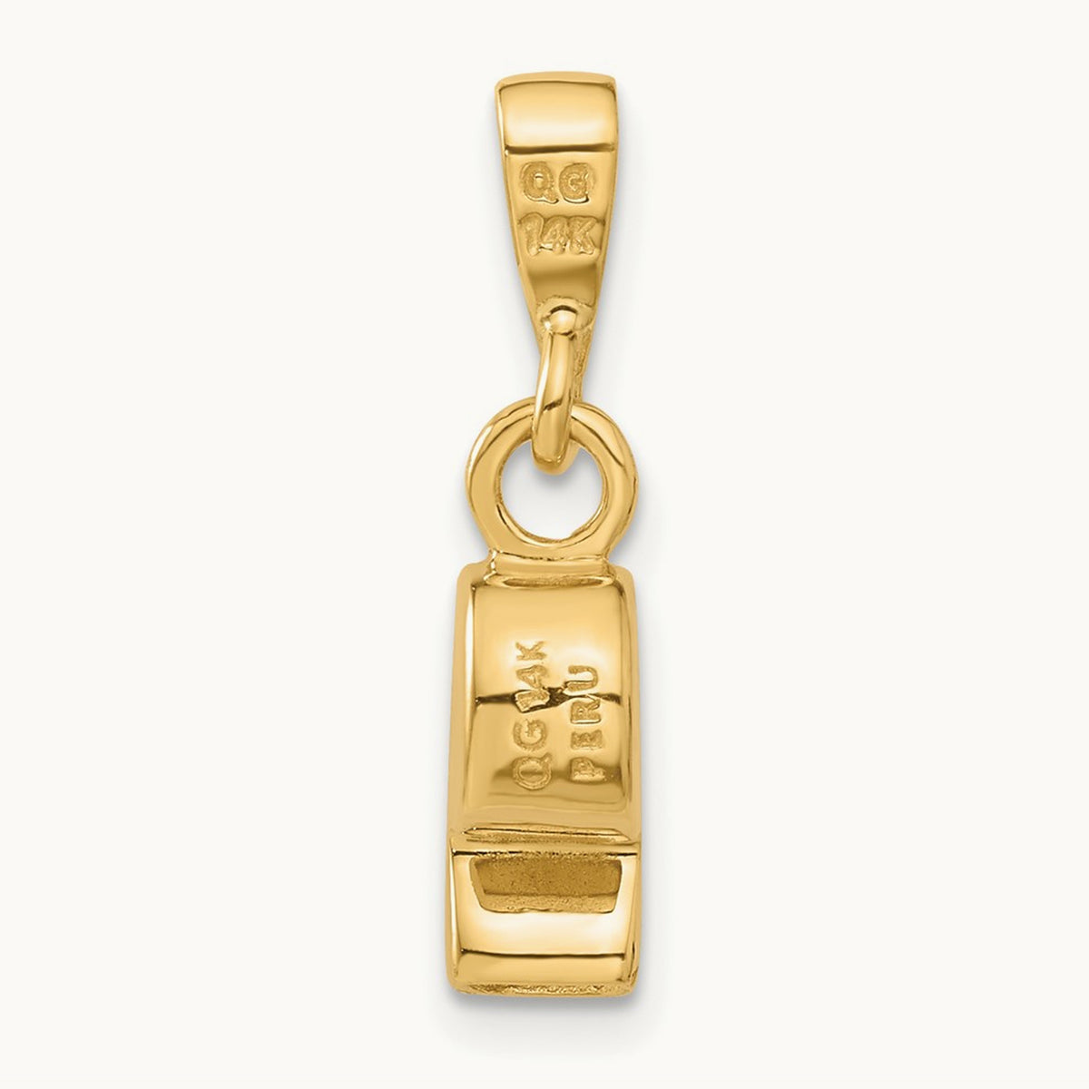 3D Sports Whistle Pendant, 14K