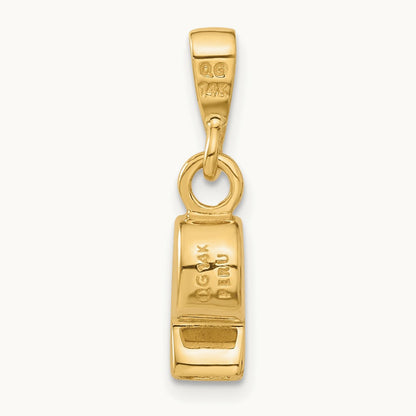 3D Sports Whistle Pendant, 14K