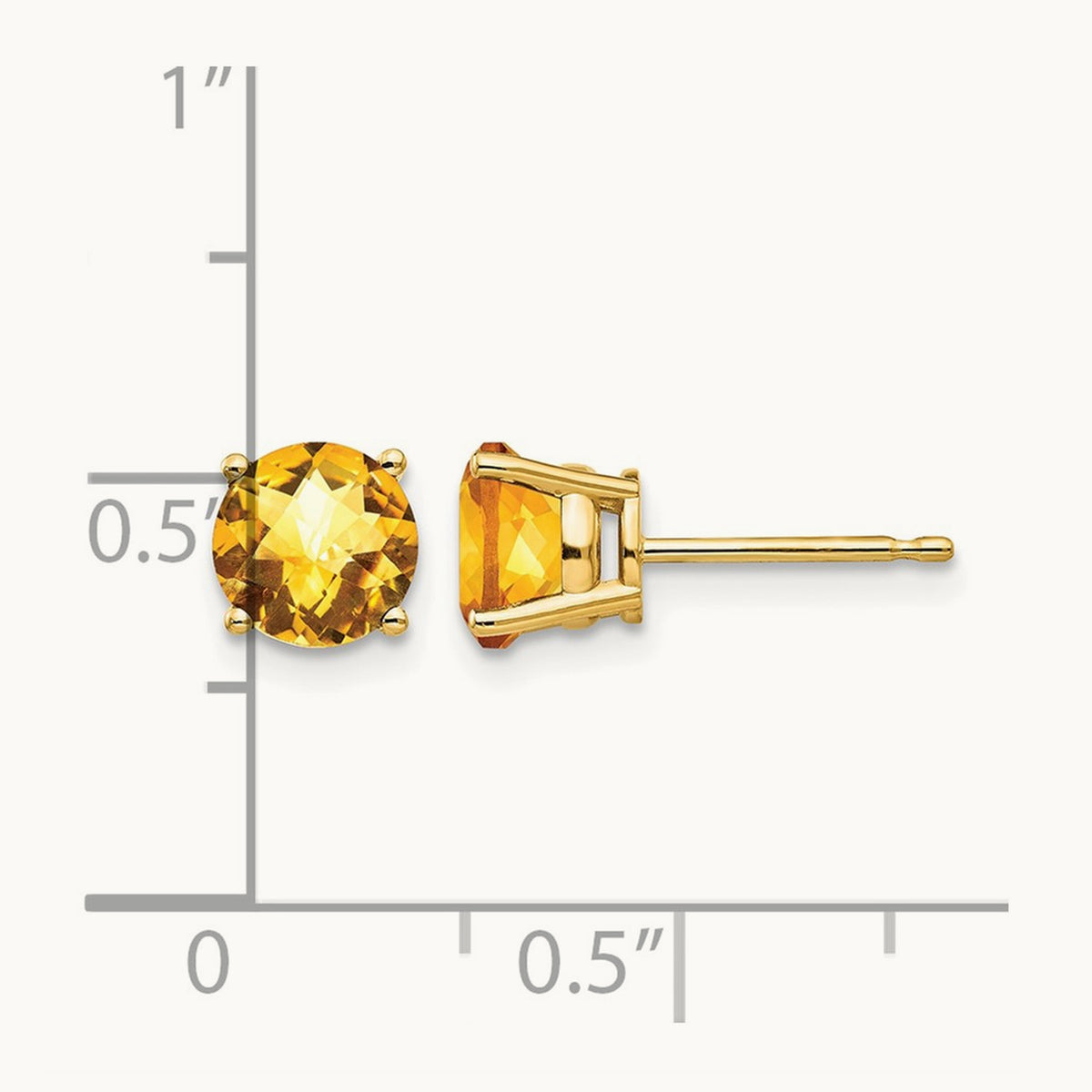 Citrine Checker Earrings, 6mm, 14K