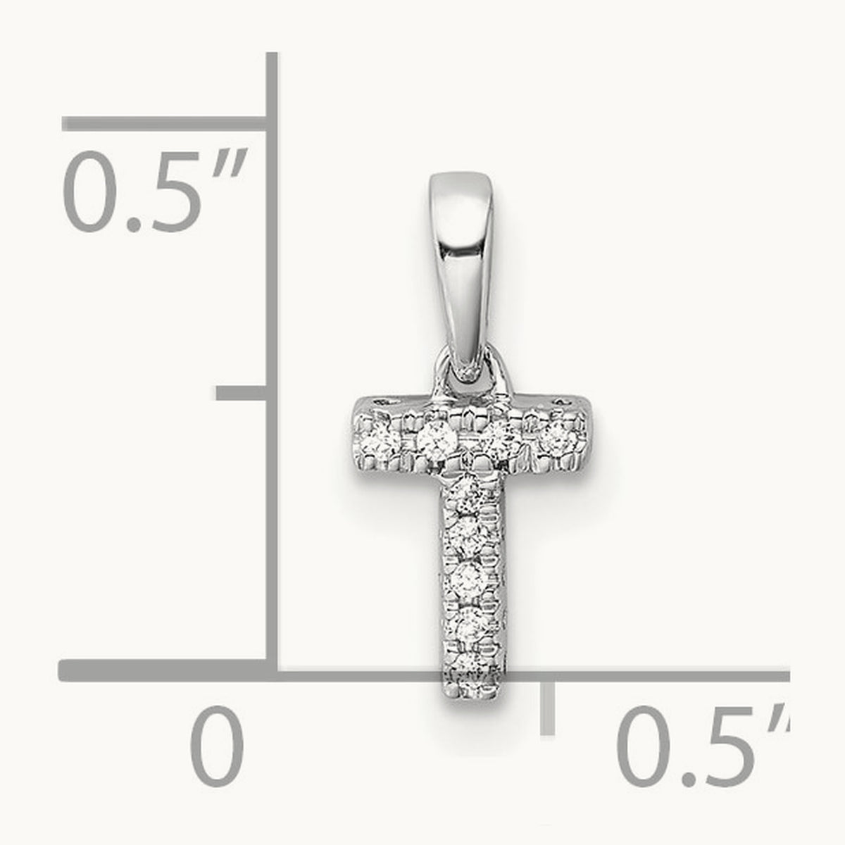 Diamond Initial with Bail Pendant — 14K White Gold, T