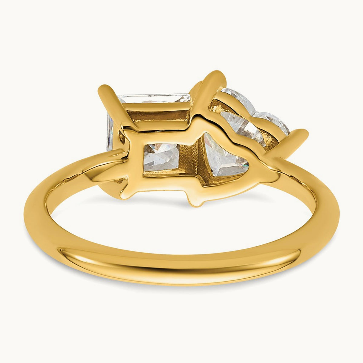 Princess & Heart 2 Stone Engagement Ring, 2.00 ct tw Lab-Grown Diamond — 14K Yellow Gold