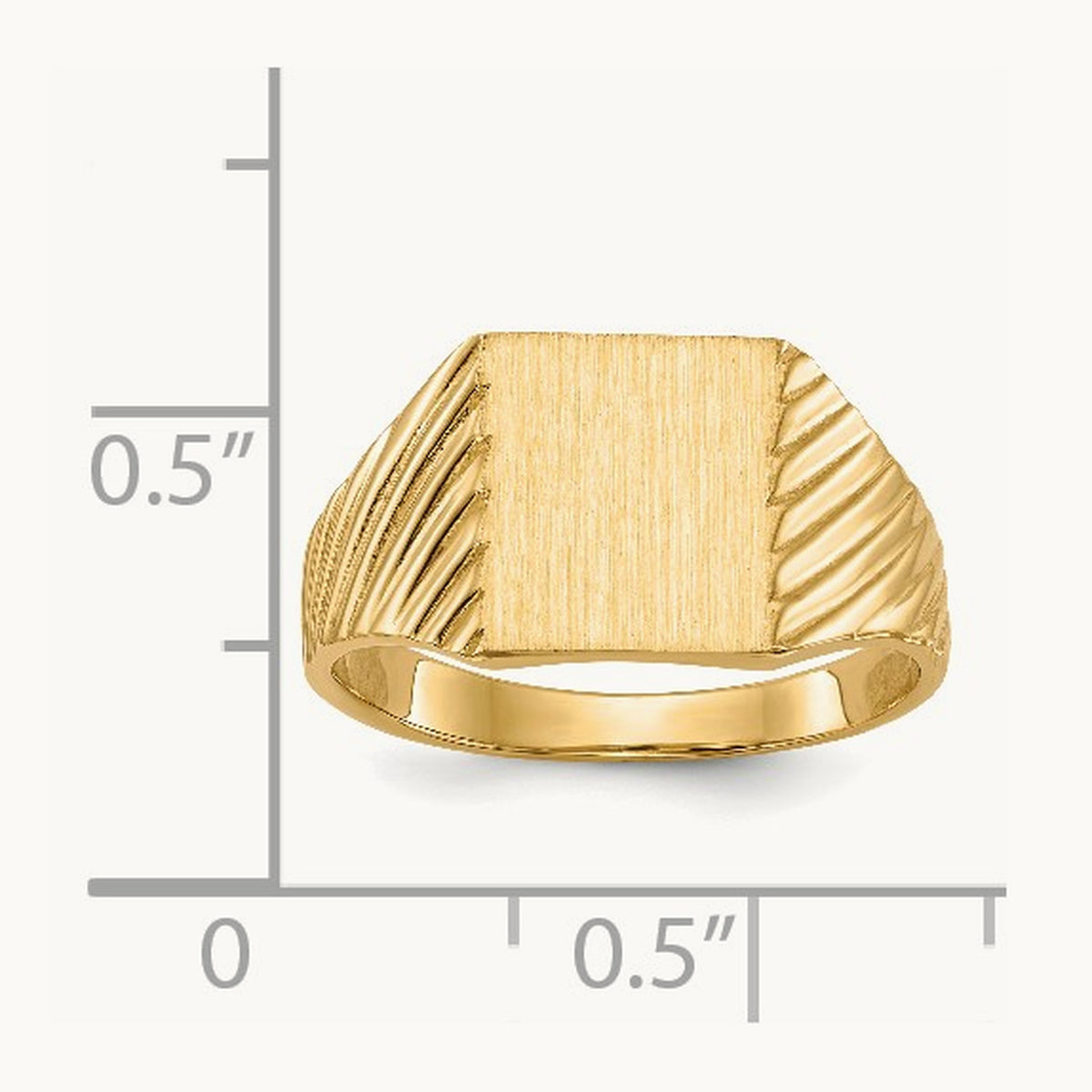 8.0x9. Closed Back Signet Ring, 5mm, 14K