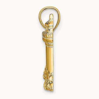 2-D Nubble Lighthouse Charm, 14K