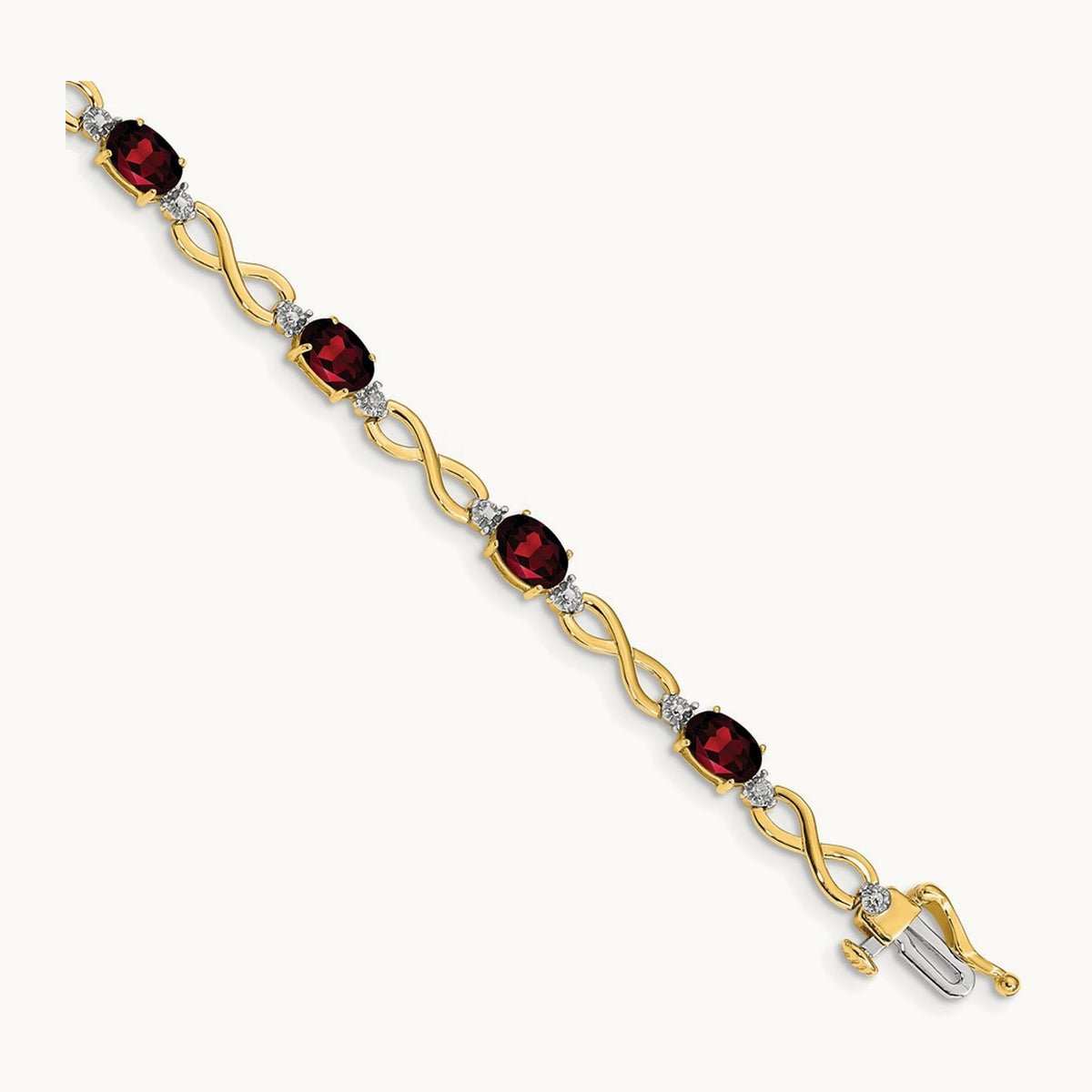 Garnet and Diamond Infinity Bracelet — 14K Yellow Gold