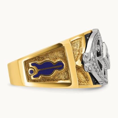 14ktt IBGoodman Men's Enameled & Diamond Blue Lodge Masonic Ring
