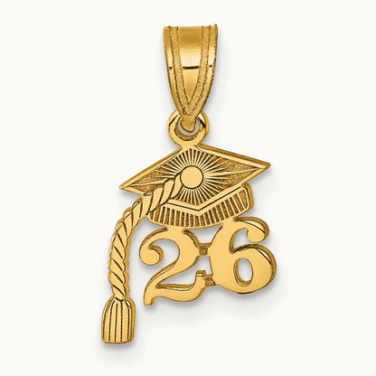 Graduation Cap 26 with Dangling Tassel Charm — 14K Yellow Gold
