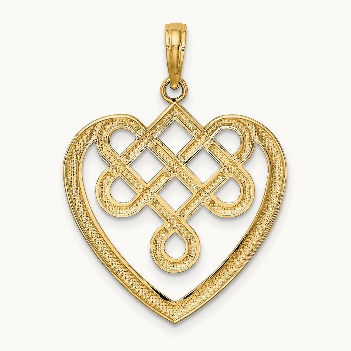 Large Celtic Knot Heart Charm, 14K