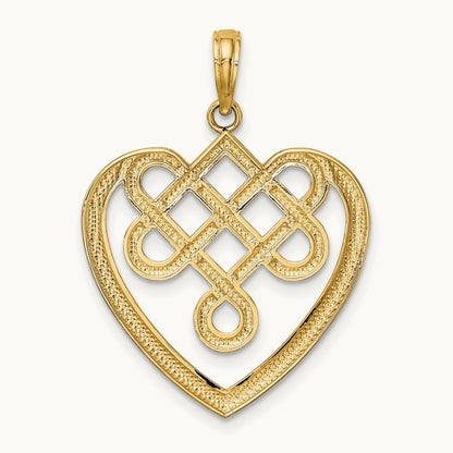 Large Celtic Knot Heart Charm, 14K