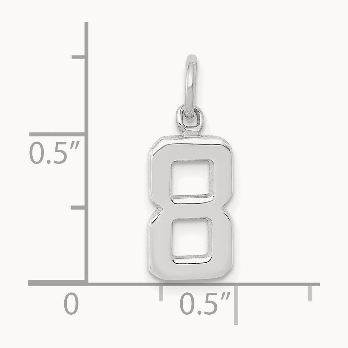 Small Polished Number 8 Charm — 14K White Gold