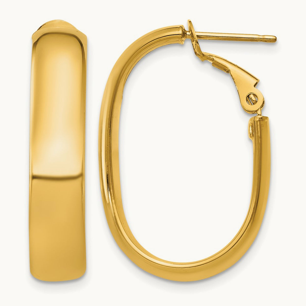 Oval Omega Back Hoop Earrings — 14K Yellow Gold, 5.75mm