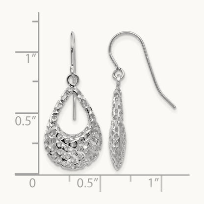 Textured Shepherd Hook Dangle Earrings, 10K White Gold — Leslie's