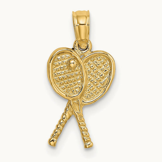 Tennis Racquets Charm, 14K