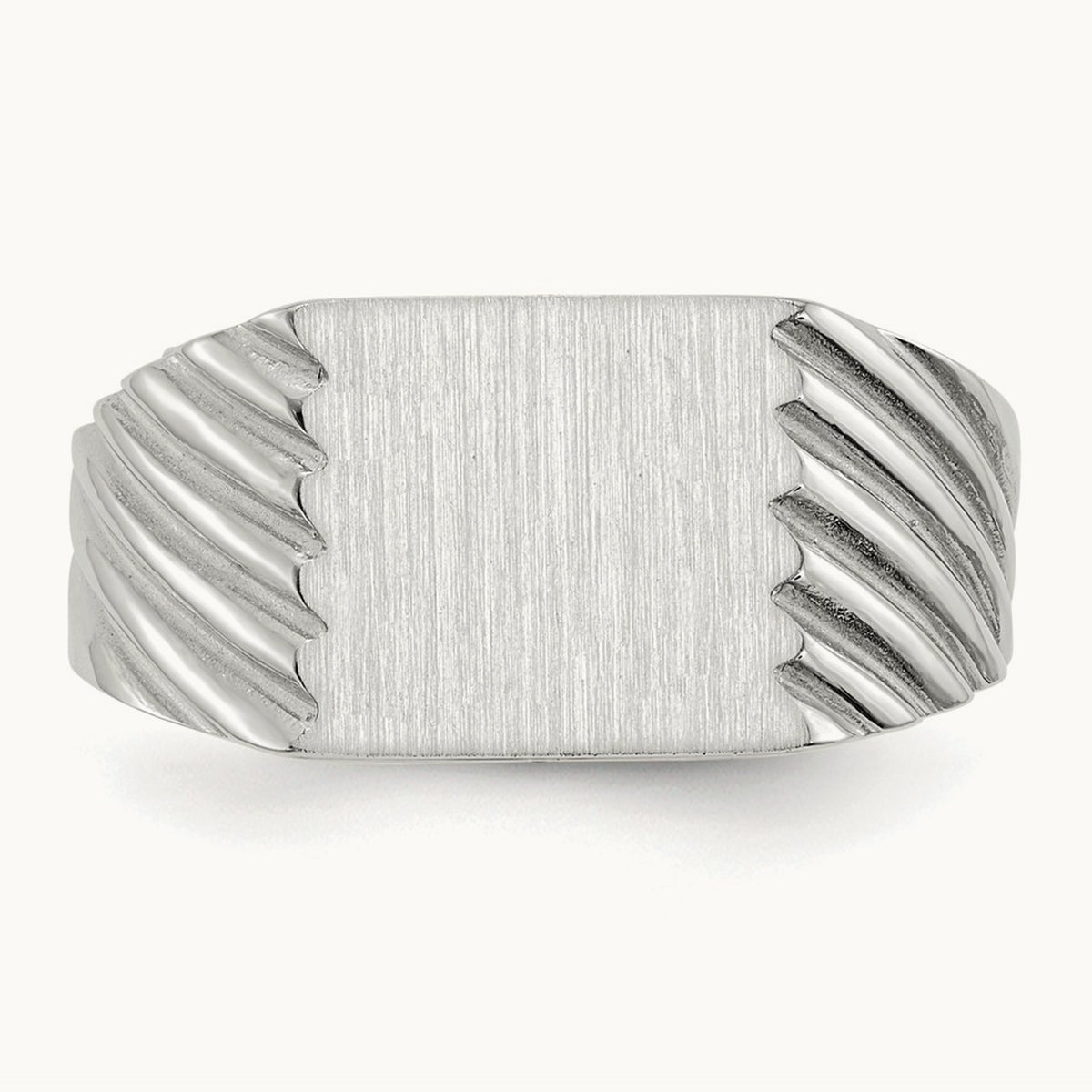 9.0x10. Closed Back Signet Ring, 0mm, 14K White Gold