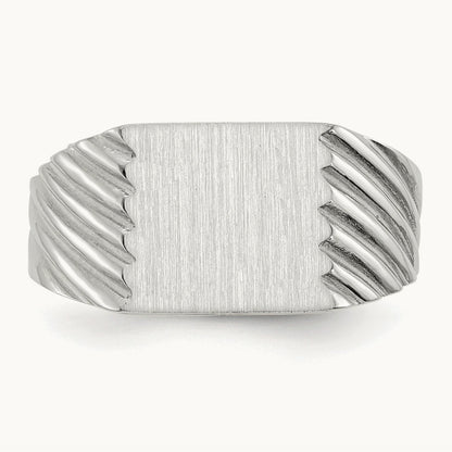 9.0x10. Closed Back Signet Ring, 0mm, 14K White Gold
