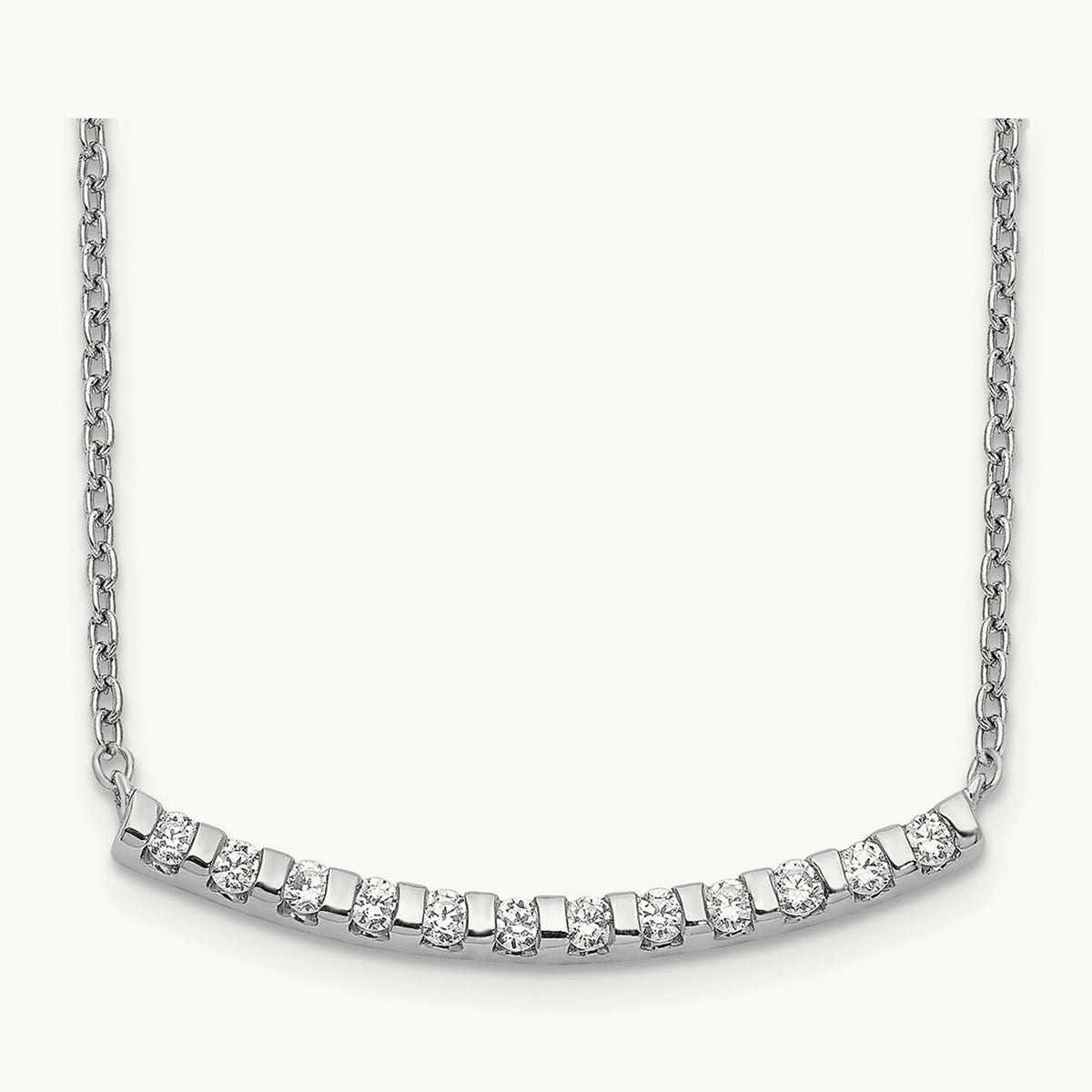 Curved Bar Necklace, 0.25-0.50 ct tw Lab-Grown Diamond — 1/4 ct, 14K White Gold