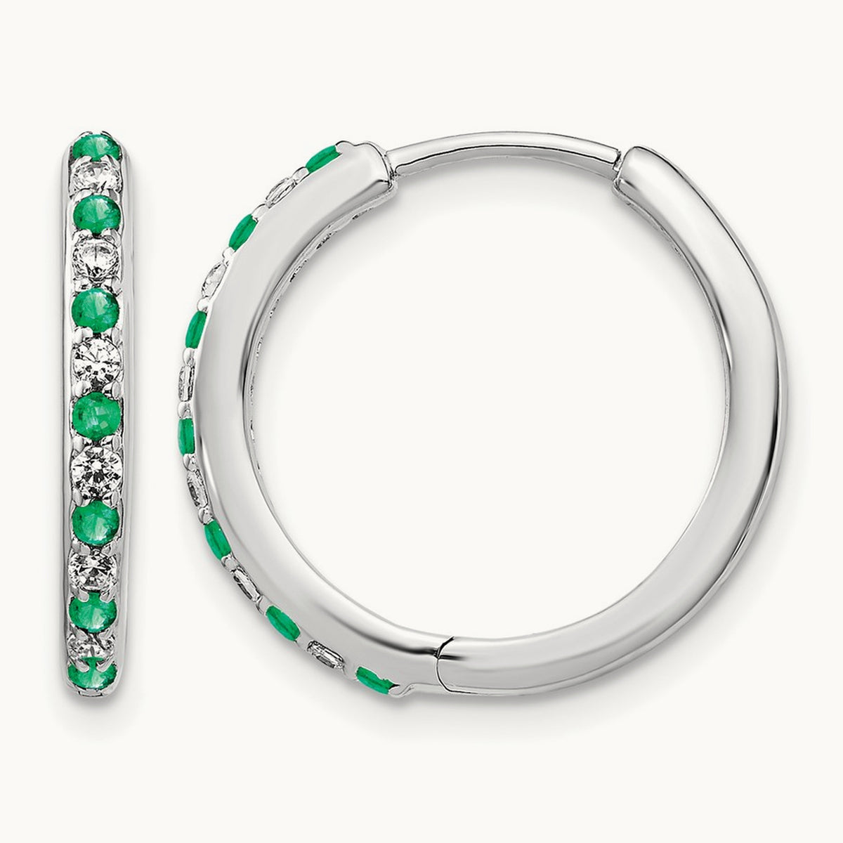 Diamond and Emerald Hinged Hoop Earrings — photo set
