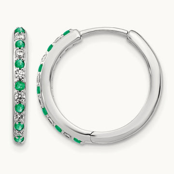 Diamond and Emerald Hinged Hoop Earrings — photo set