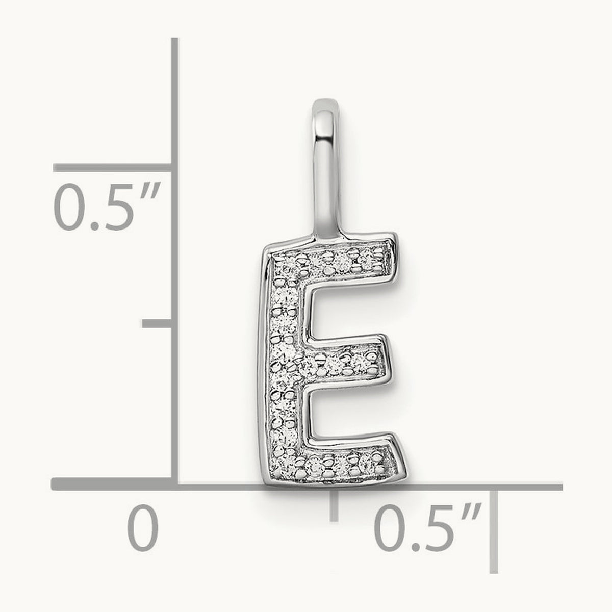 Diamond Letter E Initial Pendant, 14K White Gold