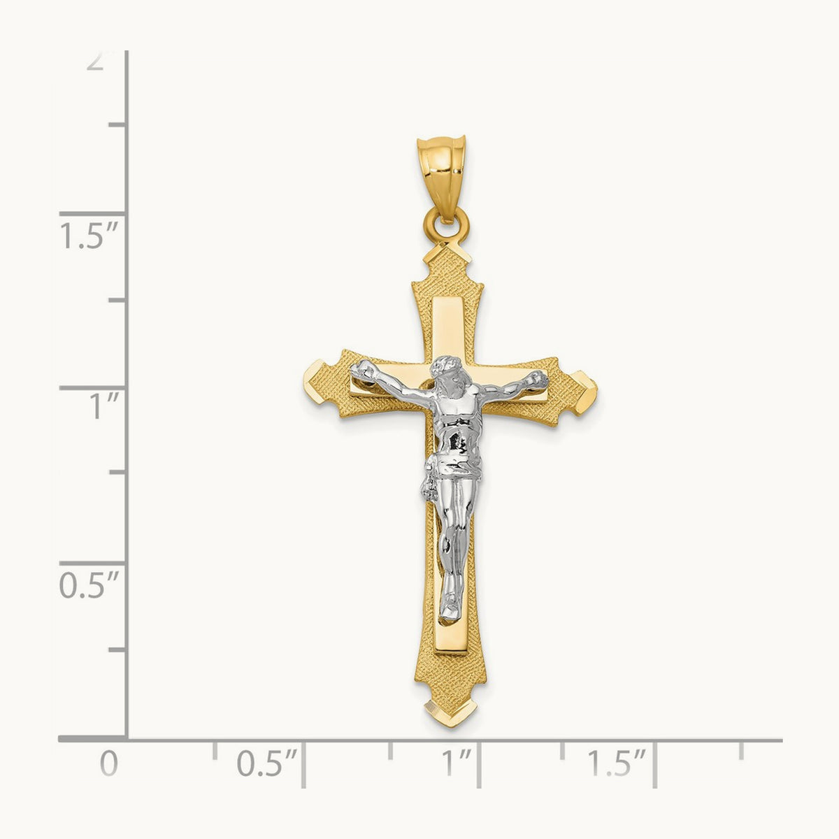 Crucifix Pendant, 14K Two-tone