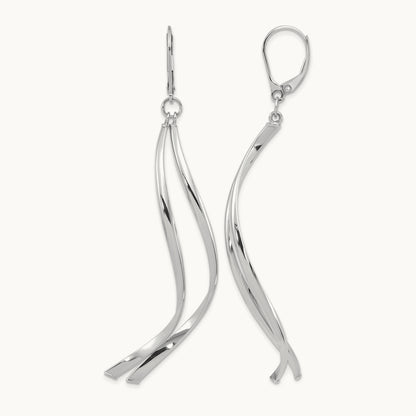 w/ White Rhodium Plating Polished Leverback Earrings, 14K — Leslie's