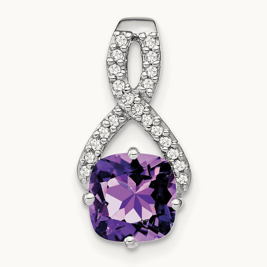 Cushion Amethyst and Diamond Pendant — photo set