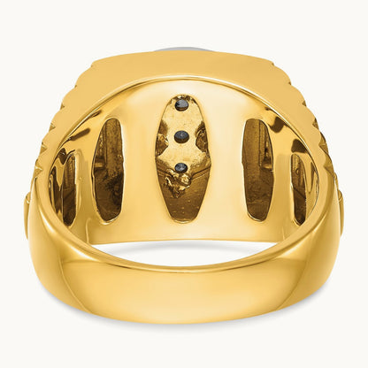 IBGoodman Men's Polished Satin & Textured Diamond Ring, 14K Two-tone