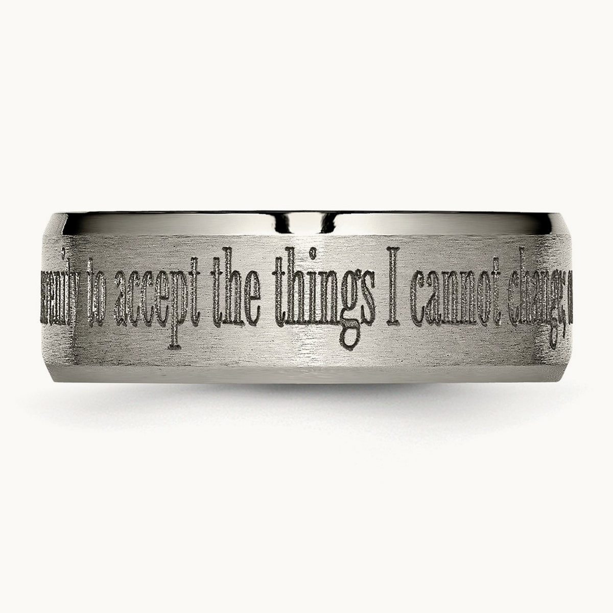 Brushed & Polished Serenity Laser Design Beveled Band — photo set