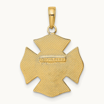 Fire Department FD Badge Pendant, 14K