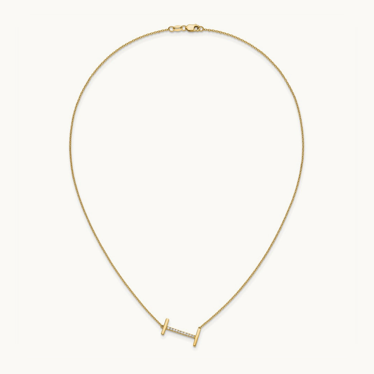 Sideways Diamond Necklace — 14K Yellow Gold, I