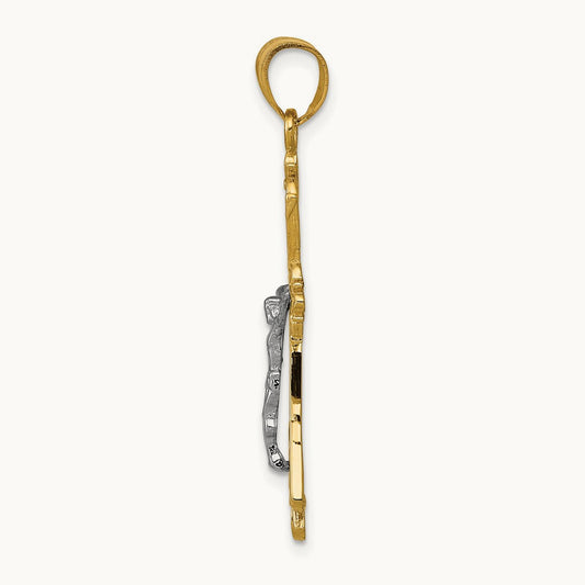 Crucifix Pendant, 14K Two-tone