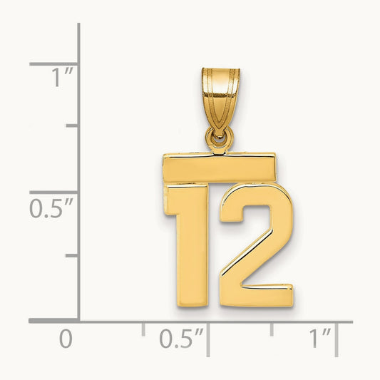 Small Polished Number 12 Charm, 14K