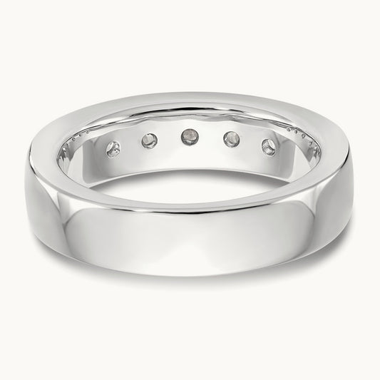 5- Stone Channel Band, 3.7mm, 14K White Gold