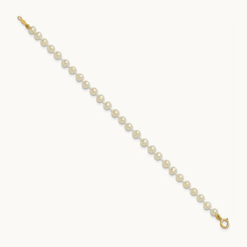 3- White Semi Round Freshwater Cultured Pearl Bracelet, 14K